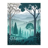 Vibrant Silhouettes in the Misty Teal Highlands (Print Only) thumbnail