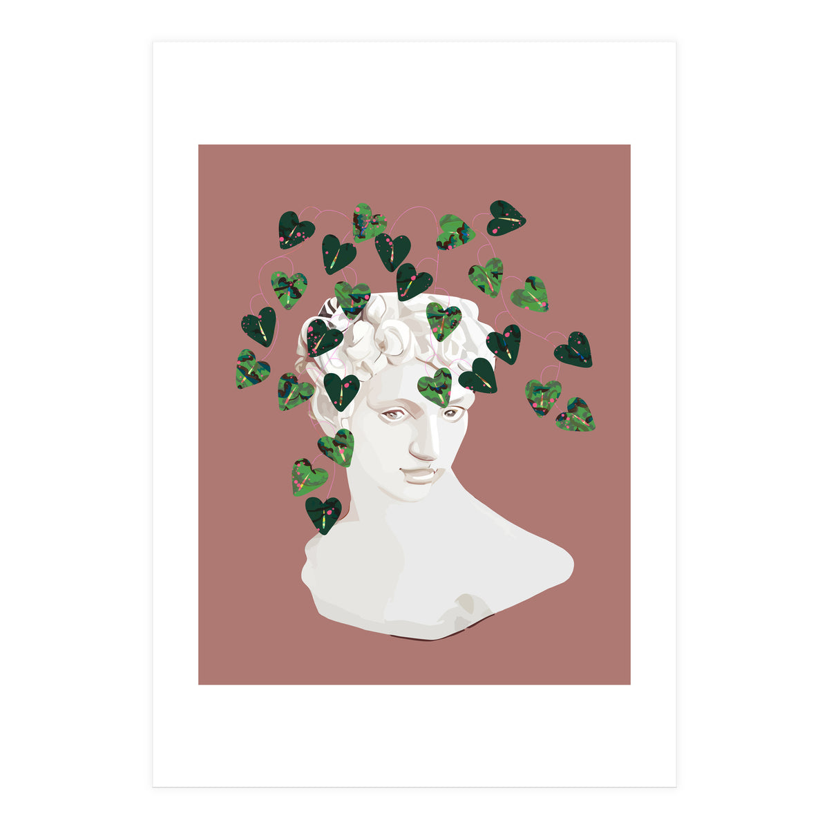 Roman Planter, Plant Pot, Botanical Nature Victorian Statue Face, Eclectic Bohemian Plant Lady Illustration (Print Only)