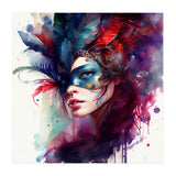Turquoise Feathered Carnival Mask Portrait (Print Only) thumbnail