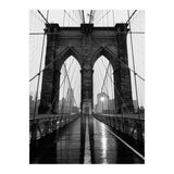 Brooklyn Bridge Black and White, Moody NYC Architecture, Rainy Urban Photography (Print Only) thumbnail