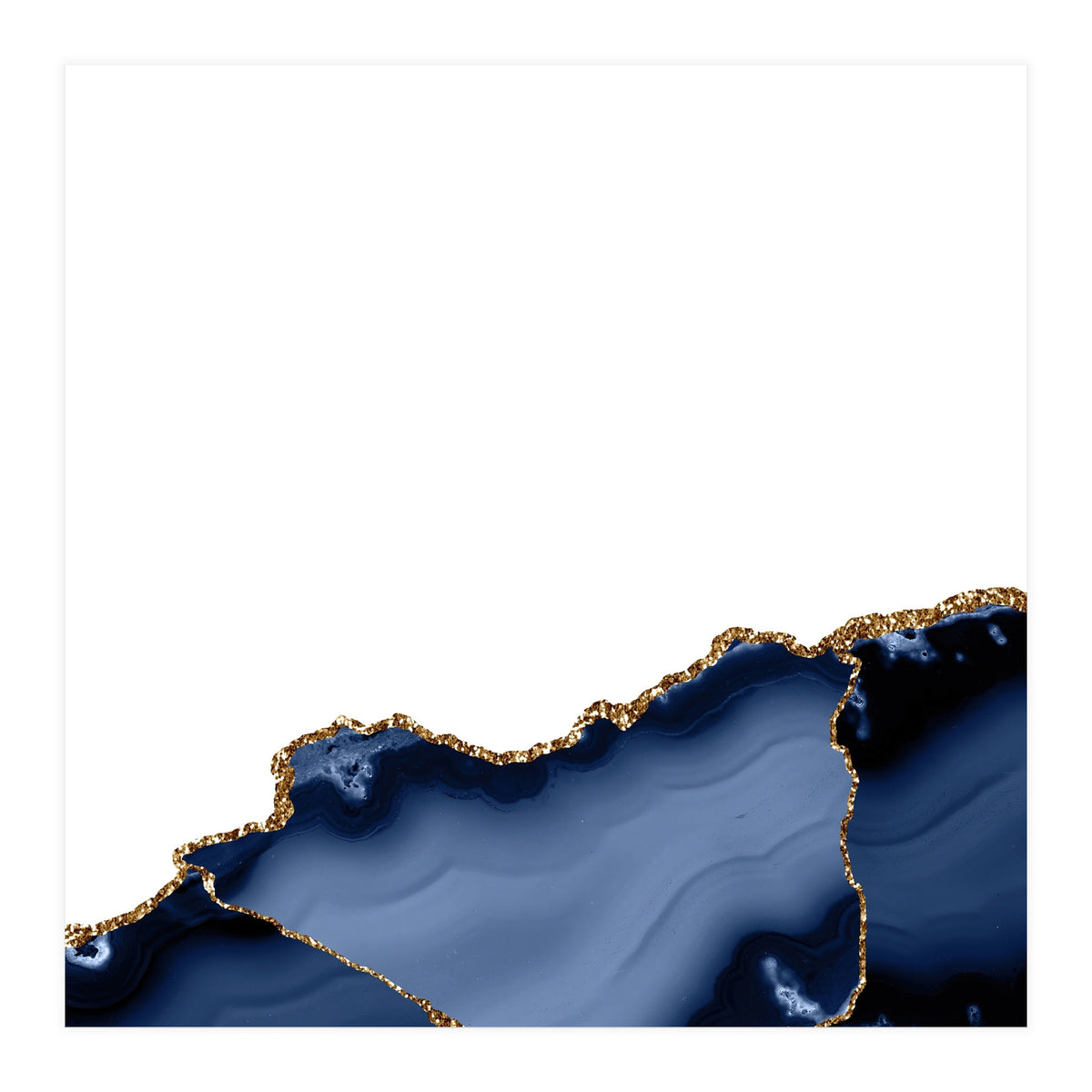 Navy & Gold Agate Texture 23 (Print Only)