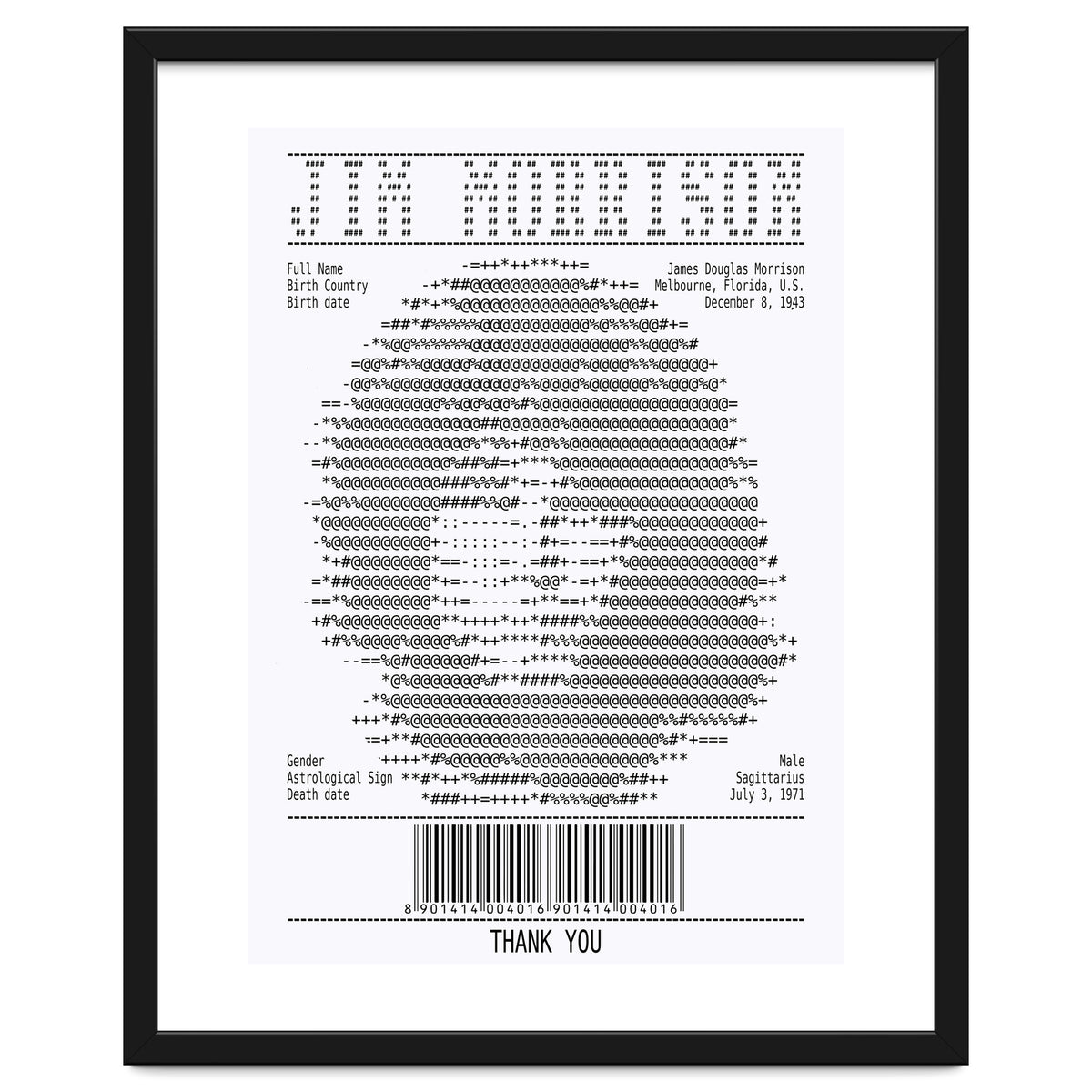 Receipt Art Jim Morrison
