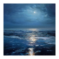 Midnight Blue Moonlit Seascape (Print Only)