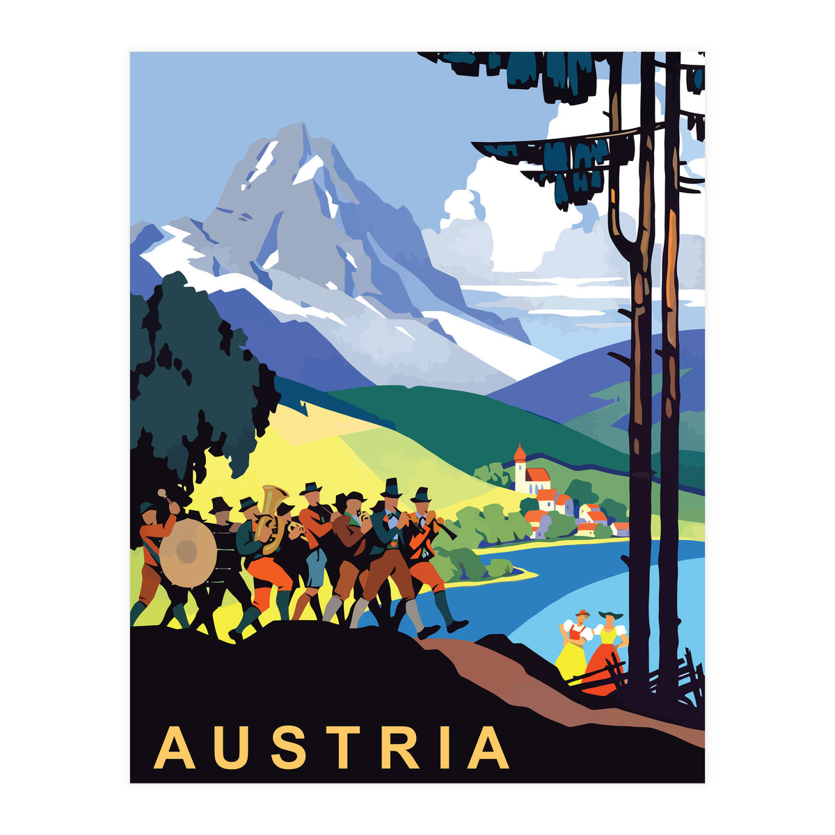 Austria, Music Orchestra on Picnic (Print Only)