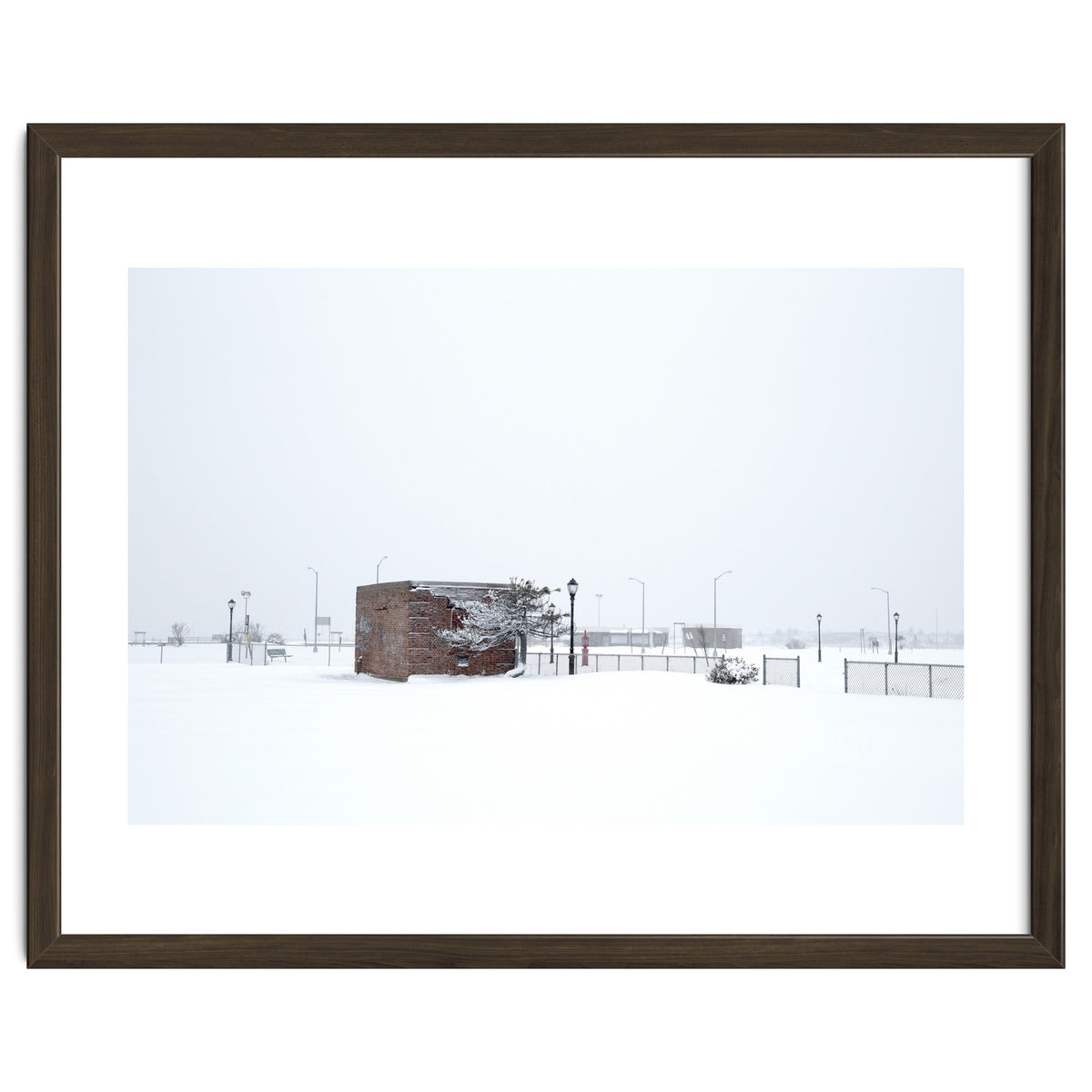 Barn in the winter snowscape