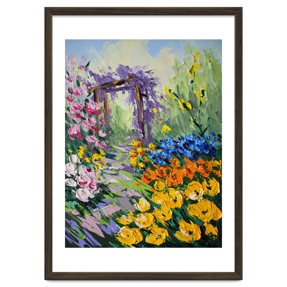 Sun-Drenched Garden Pergola Oil Painting