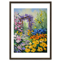 Sun-Drenched Garden Pergola Oil Painting