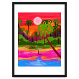 My Shadow & I, Sunset Painting Lake Beach Seashore, Tropical Nature Landscape Colorful Bohemian Traditional, Travel Concept Companion thumbnail