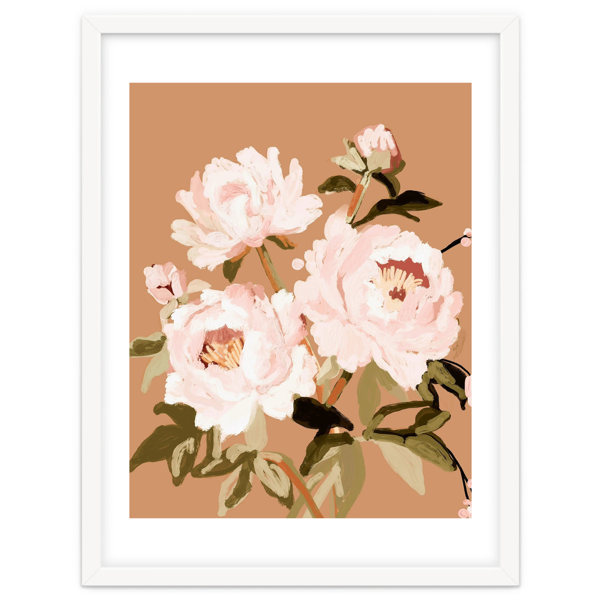 Blush Peony Painting, Floral Wall Art, Neutral Flower Print, Peony Art