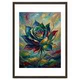 Enchanted Teal and Gold Rose Impasto Oil Painting thumbnail