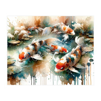 Colorful Koi Fish In Pond (Print Only)