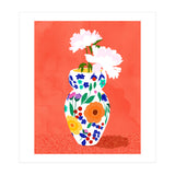 The Flowerpot, Floral Nature Watercolor Painting, Eclectic Bohemian Blossom Plants, Maximalism Contemporary Boho (Print Only) thumbnail
