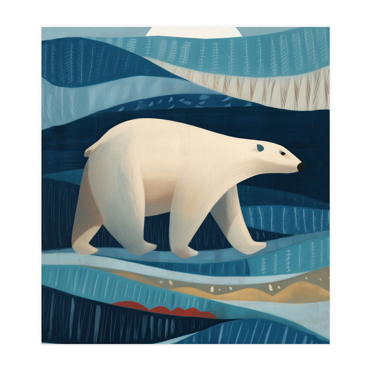 Polar Bear In The Blue Arctic (Print Only)