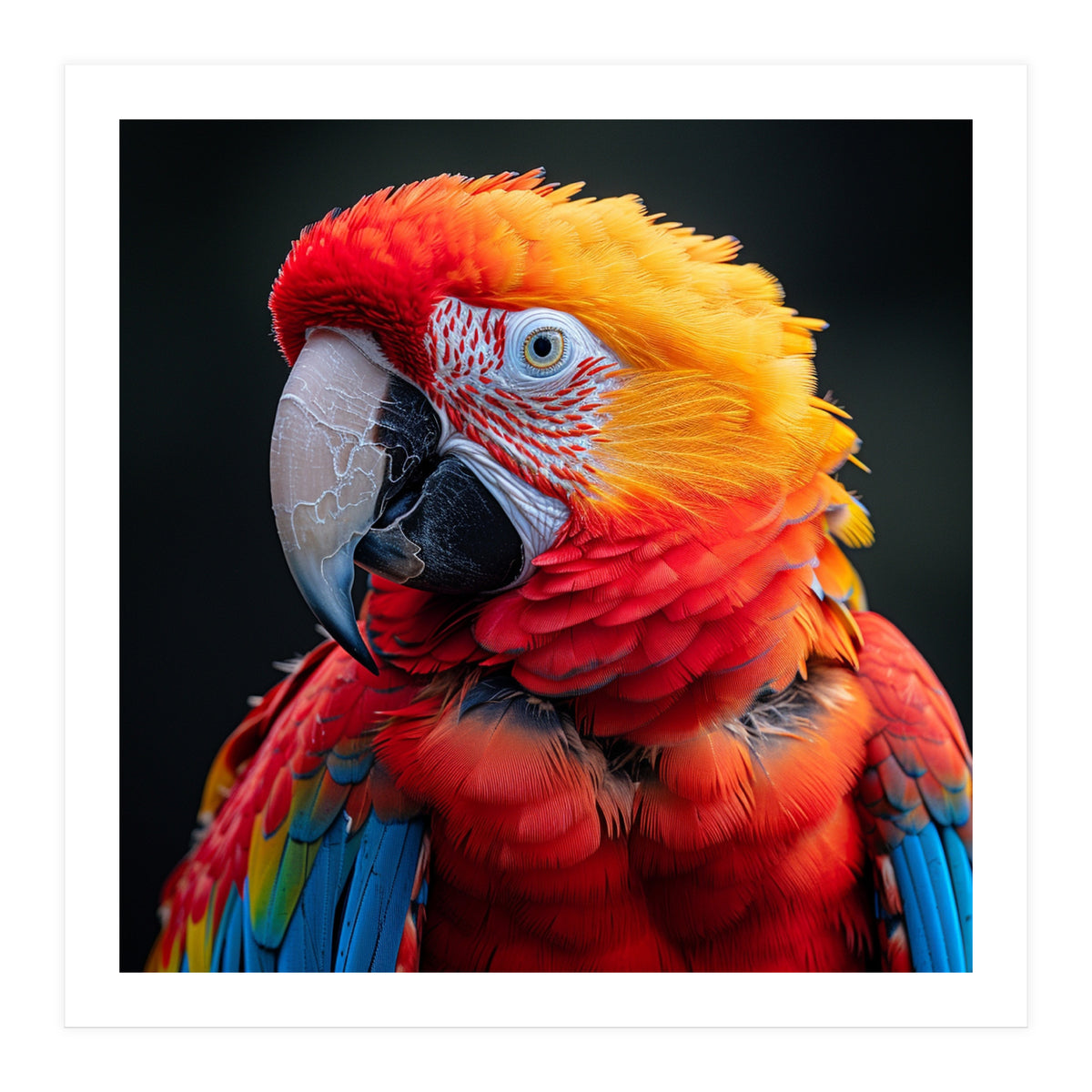 Scarlet Macaw Parrot Portrait Vivid Colors (Print Only)