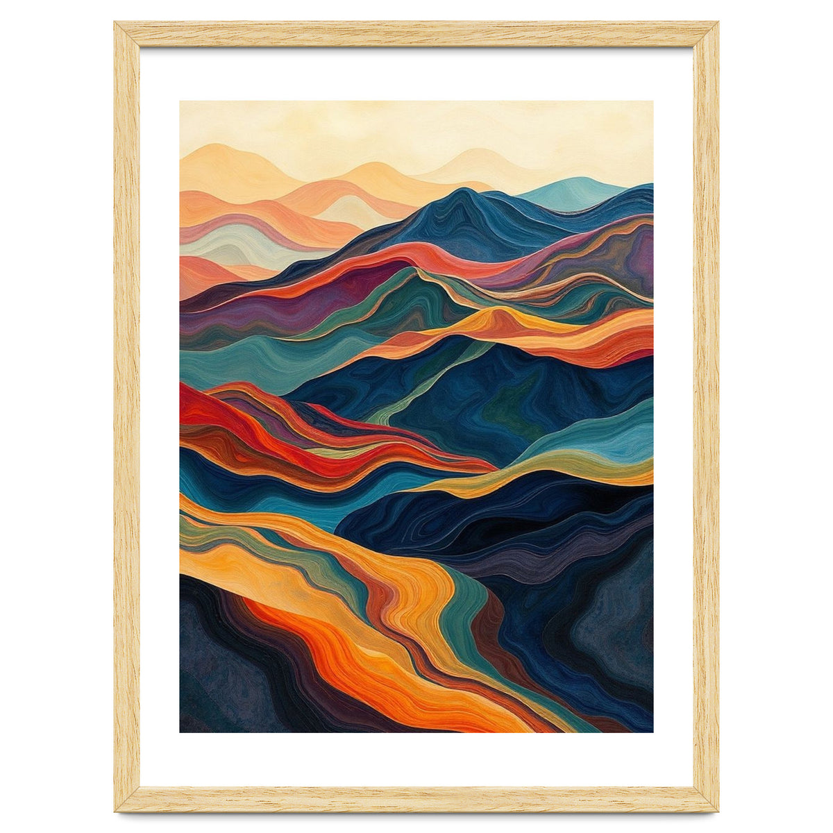 Abstract Mountain Landscape Art with Fluid Textures