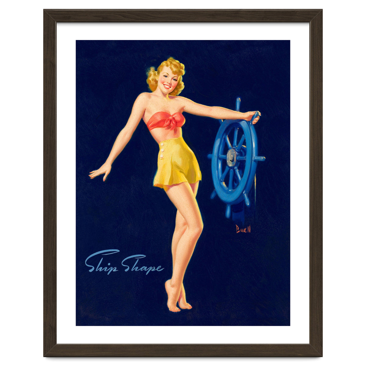 Pinup Girl Is Posing With A Steering Wheel