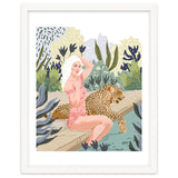 How to Train Your Leopard, Wild Cat Bohemian Woman Painting, Swimming Pool Bikini Summer Swim Animal thumbnail