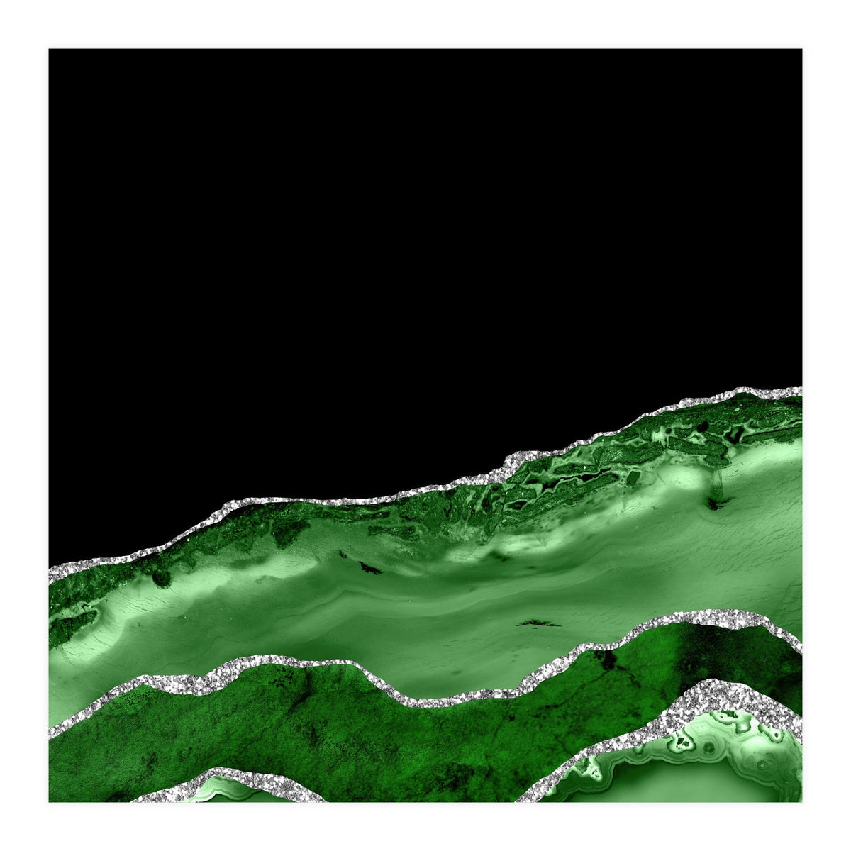 Green & Silver Agate Texture 03  (Print Only)