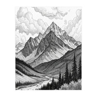 Majestic Alpine Mountain Range Sketch (Print Only)