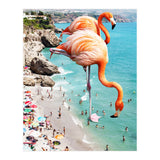 Flamingos on the Beach, Wildlife Surrealism Birds, Nature Flamingo Fantasy Beach Summer Photography (Print Only) thumbnail