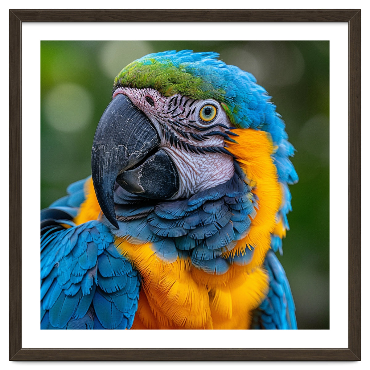 Close Up Blue And Yellow Macaw Parrot Face