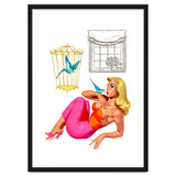 Pinup Girl With Two Birds thumbnail