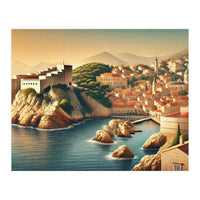 Vintage Croatia, Dubrovnik Coastal Poster (Print Only)