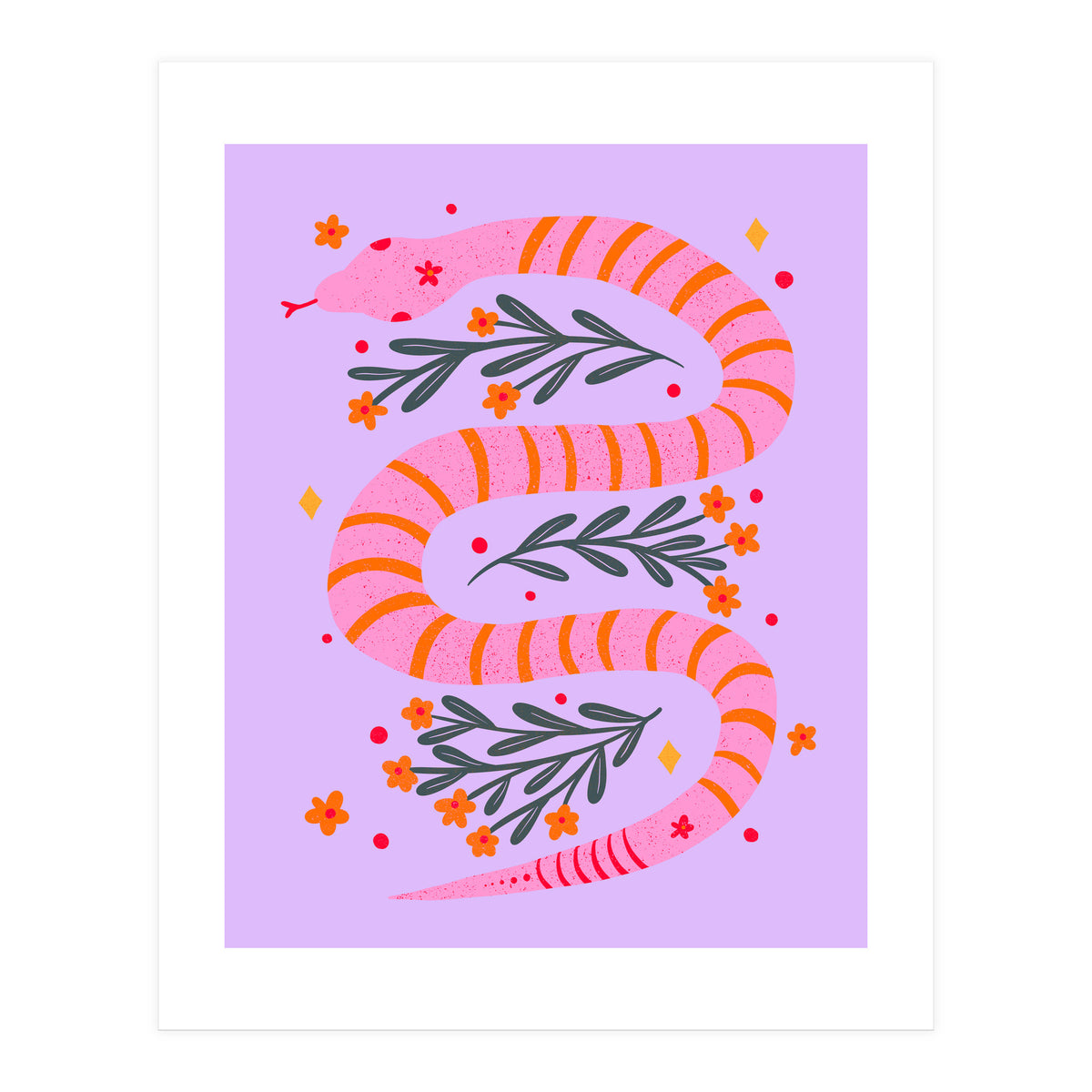 Modern snake - pink and orange (Print Only)