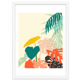 Tropical Nature, Botanical Pastel Jungle Plants Illustration, Minimal Bohemian Palm Monstera Forest thumbnail