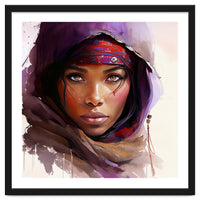 Amethyst Hood Tuareg Woman Portrait