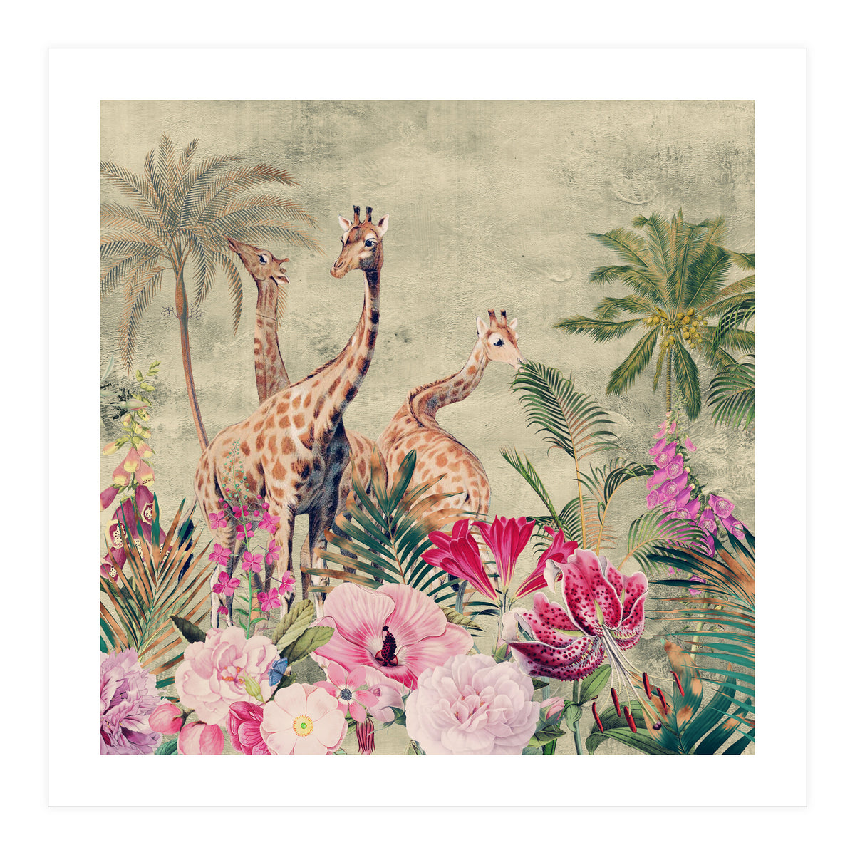 Exotic Vintage African Flower Safari  (Print Only)