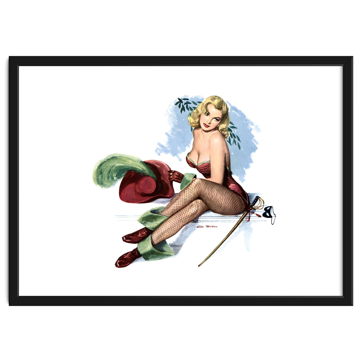 Pinup Sexy Girl Posing In Zorro Costume