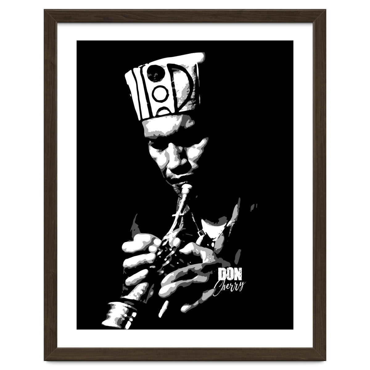 Don Cherry Trumpeter Jazz Music Legend in Grayscale