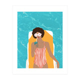 Chilling In The Moment, Eclectic Bohemian Black Woman Of Color, Swimming Pool Afro Fashion Vacation Enjoy Summer (Print Only) thumbnail