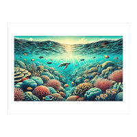 Vintage Australia, Great Barrier Reef Poster (Print Only)