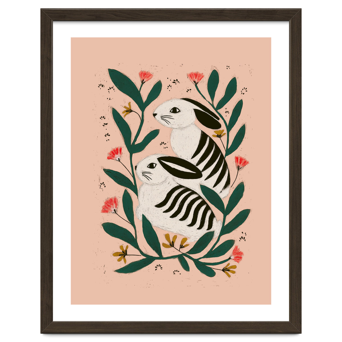 Hares Among Flowers
