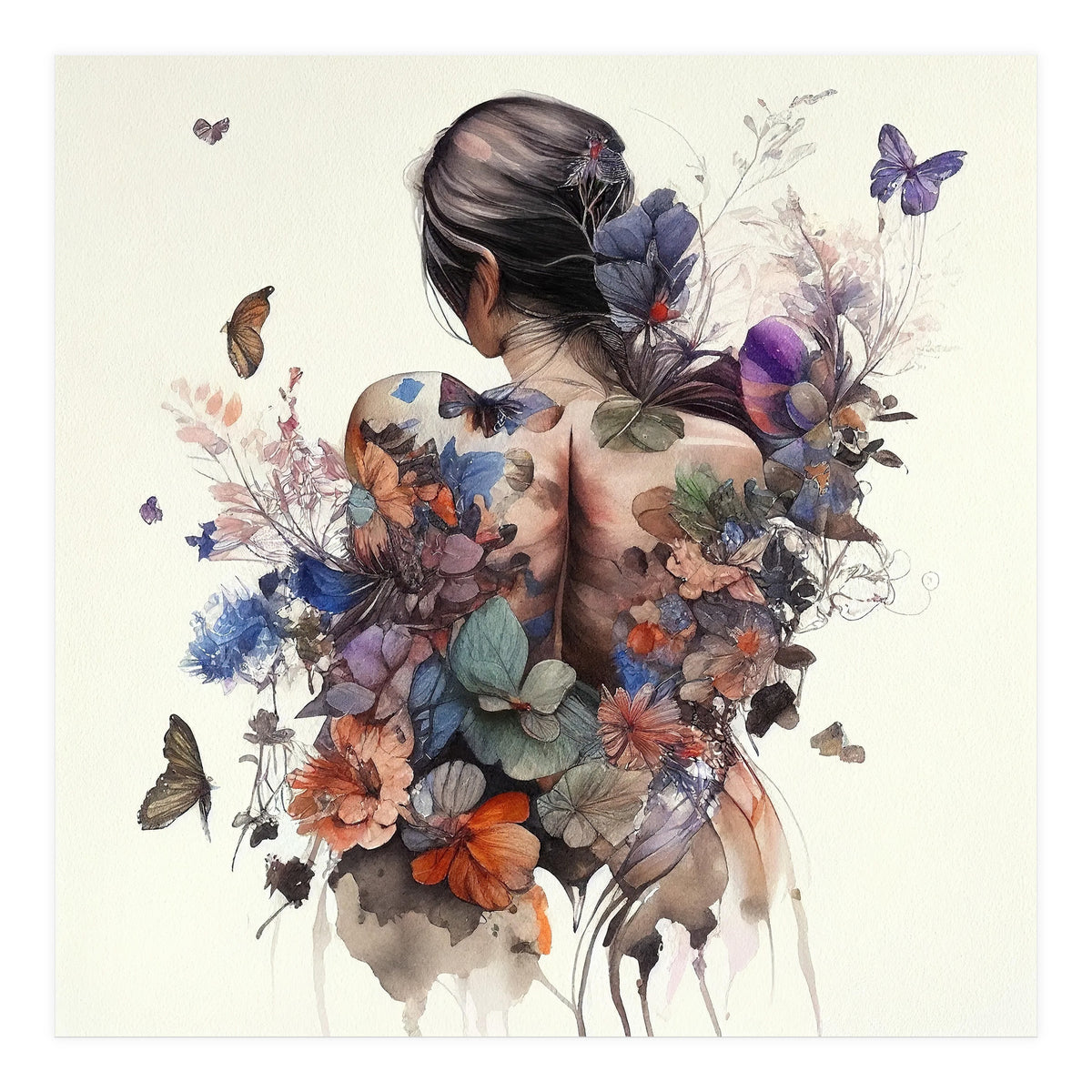 Watercolor Butterfly Bouquet (Print Only)