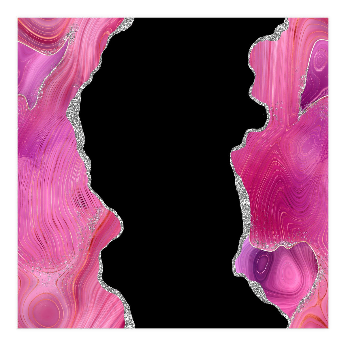 Magenta & Silver Agate Texture 02  (Print Only)