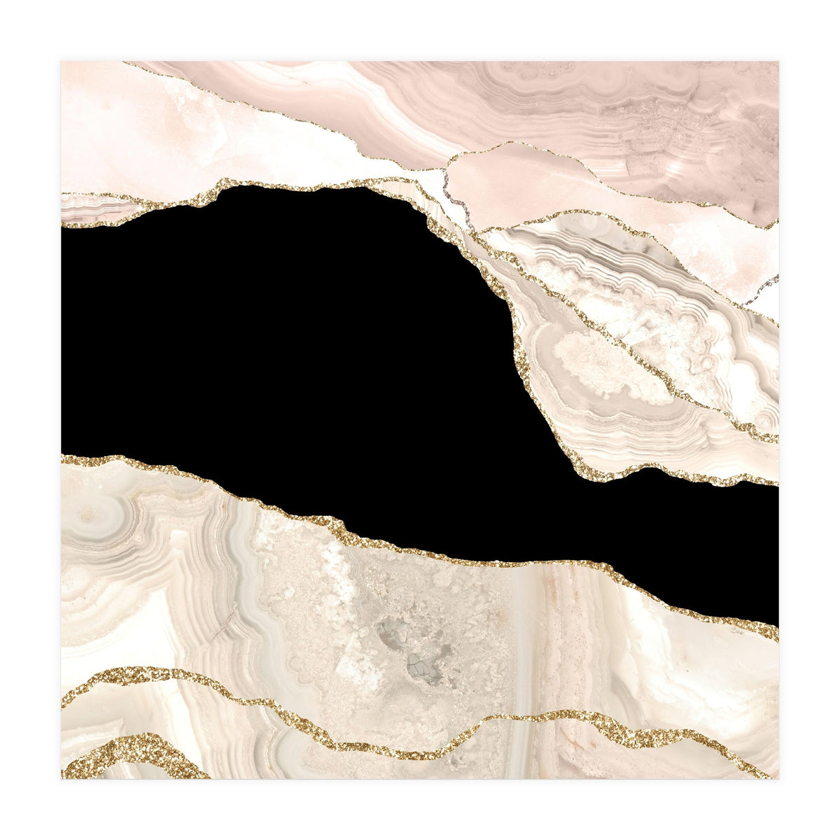 Ivory & Gold Agate Texture 01 (Print Only)