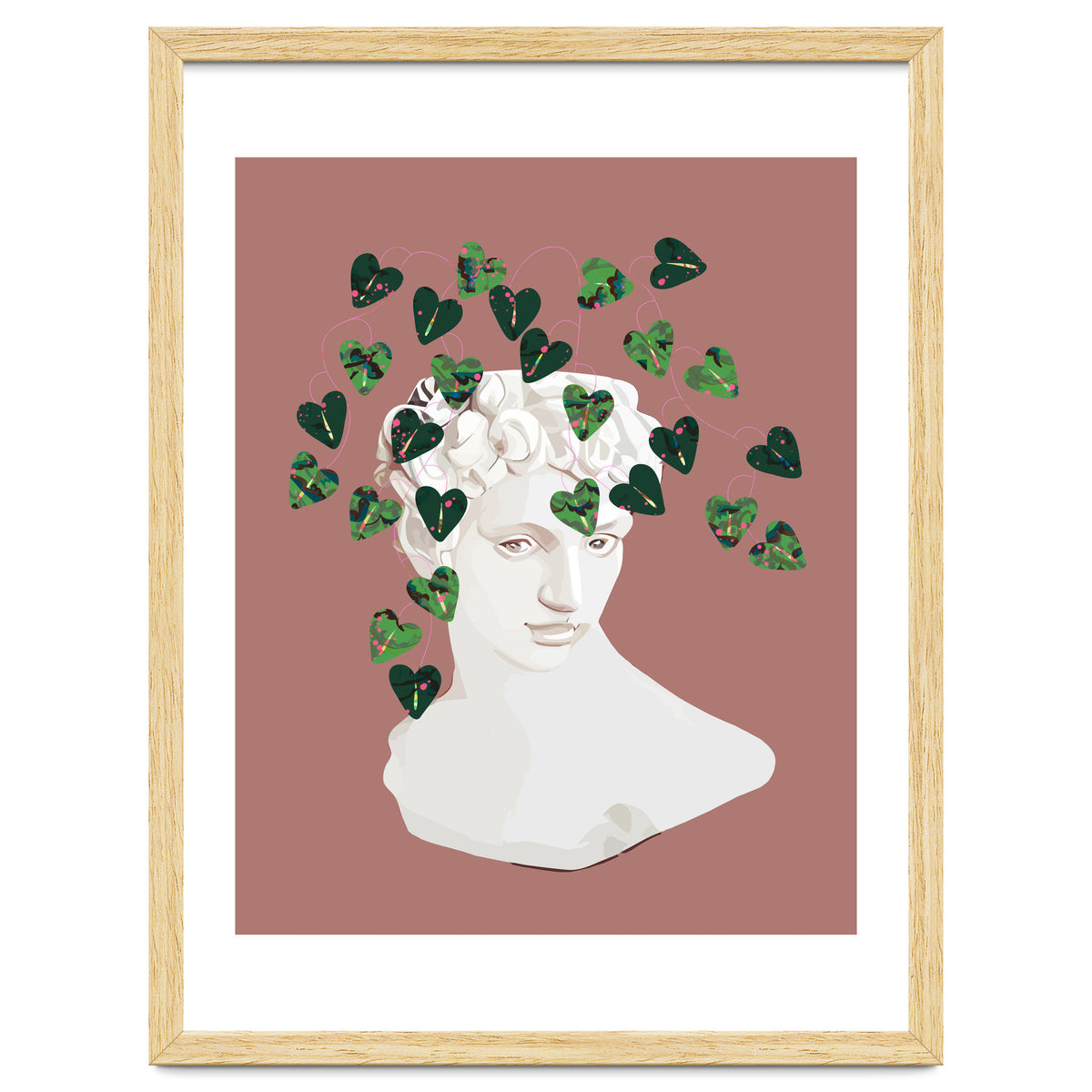 Roman Planter, Plant Pot, Botanical Nature Victorian Statue Face, Eclectic Bohemian Plant Lady Illustration