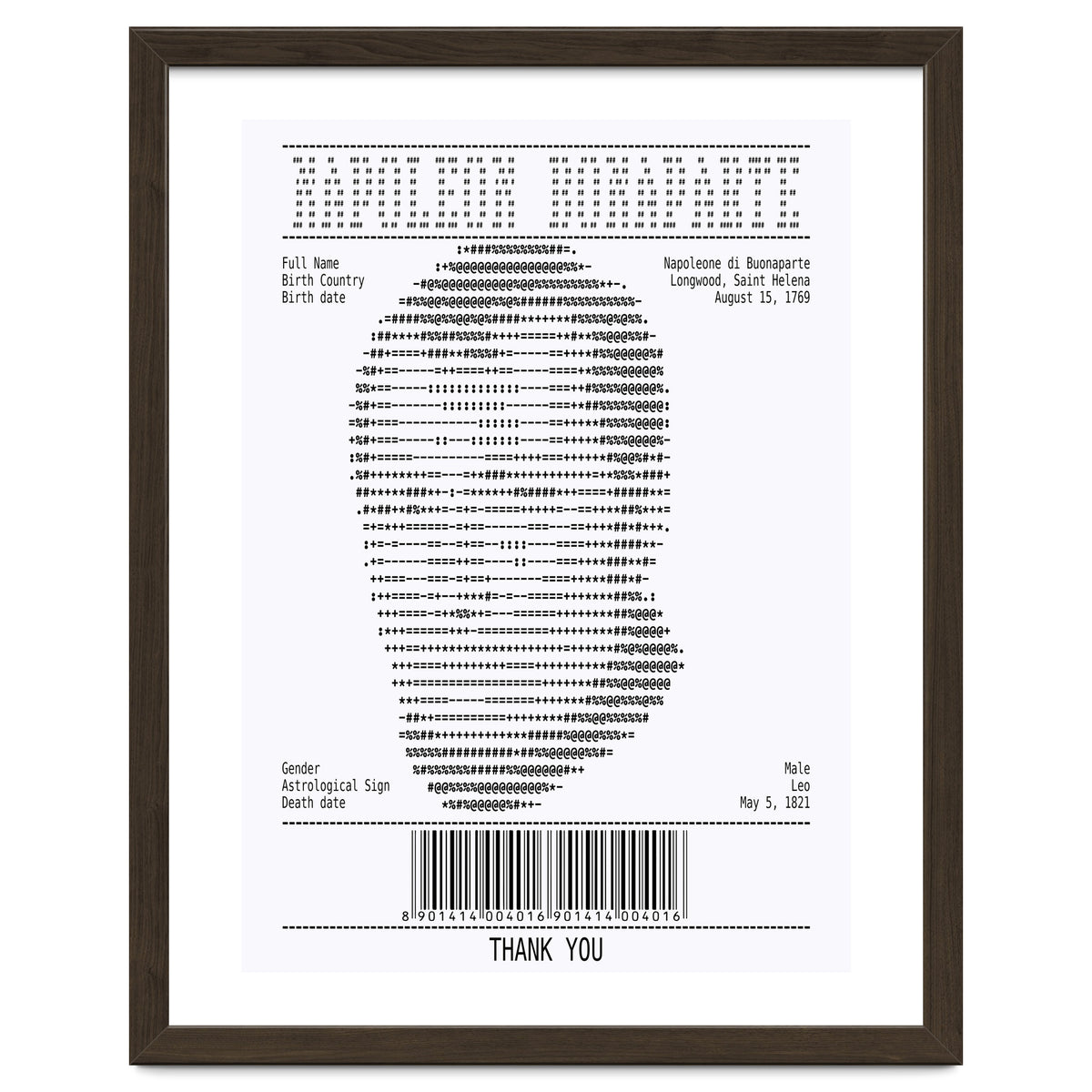 Receipt Art Napoleone Buonaparte