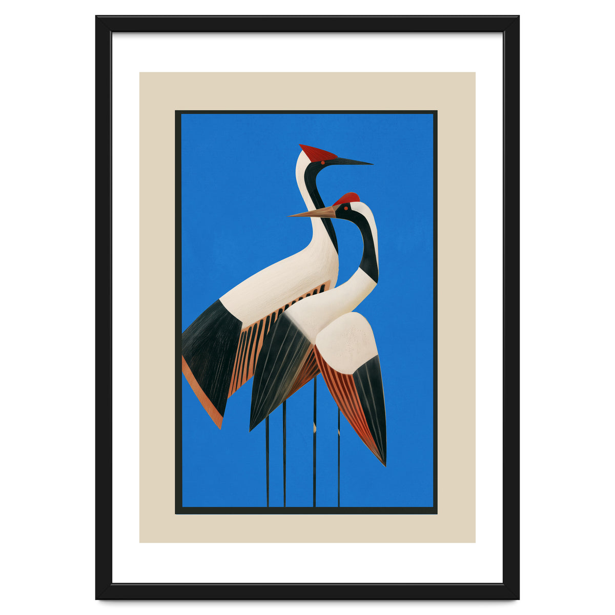 Stillness In Motion Abstract Cranes In Blue