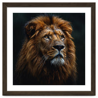 Majestic Lion Portrait In Gentle Rain