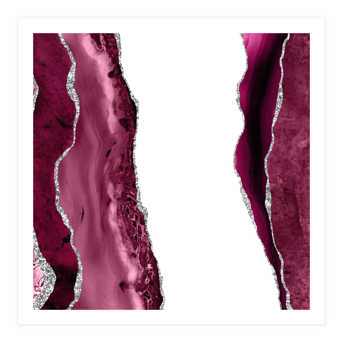 Burgundy & Silver Agate Texture 06  (Print Only)
