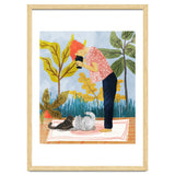 Saturday Afternoon | Cat Mom Pets Photography | Animals Kitten Picnic Watercolor Painting thumbnail