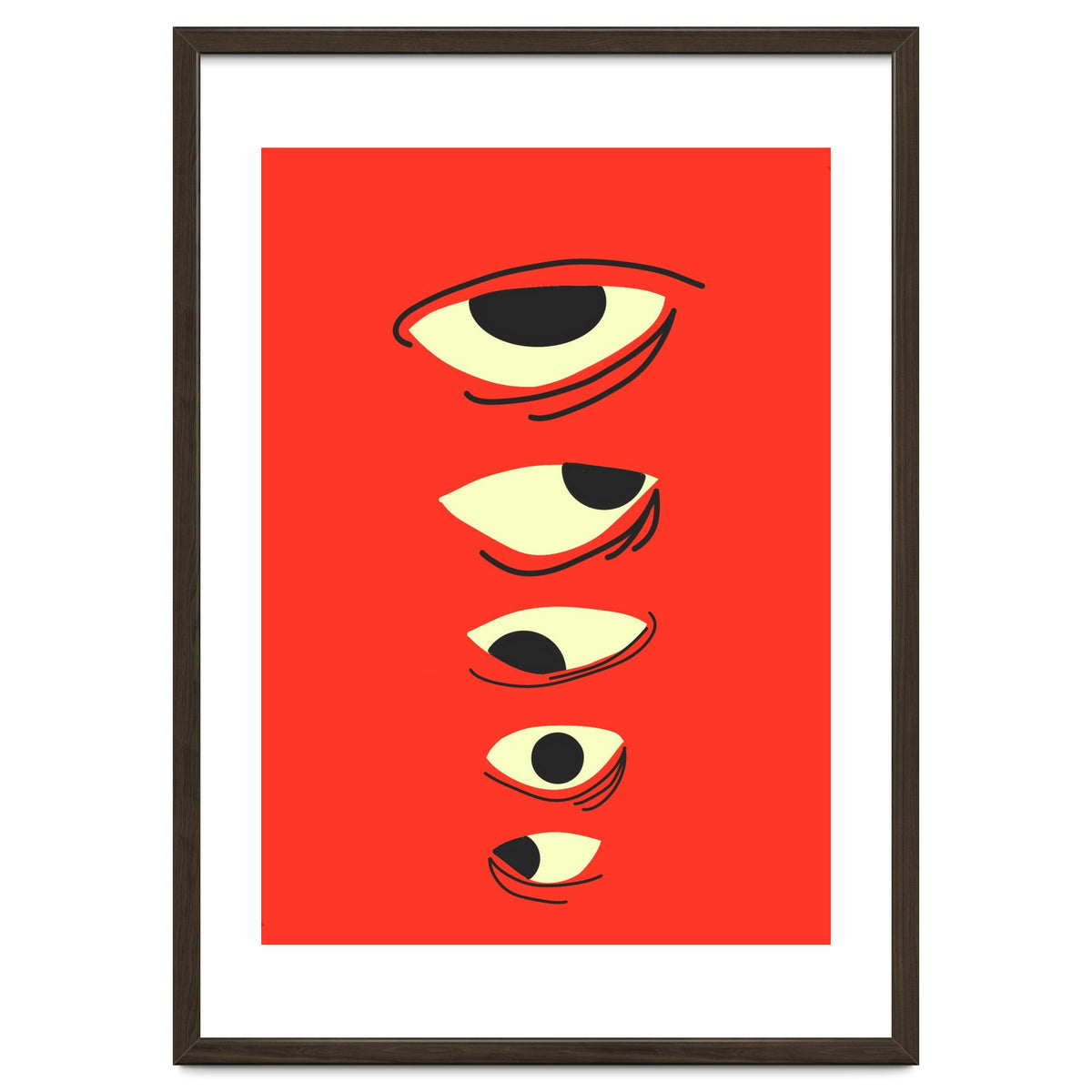 Abstract Eyes on Red Background