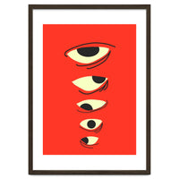 Abstract Eyes on Red Background