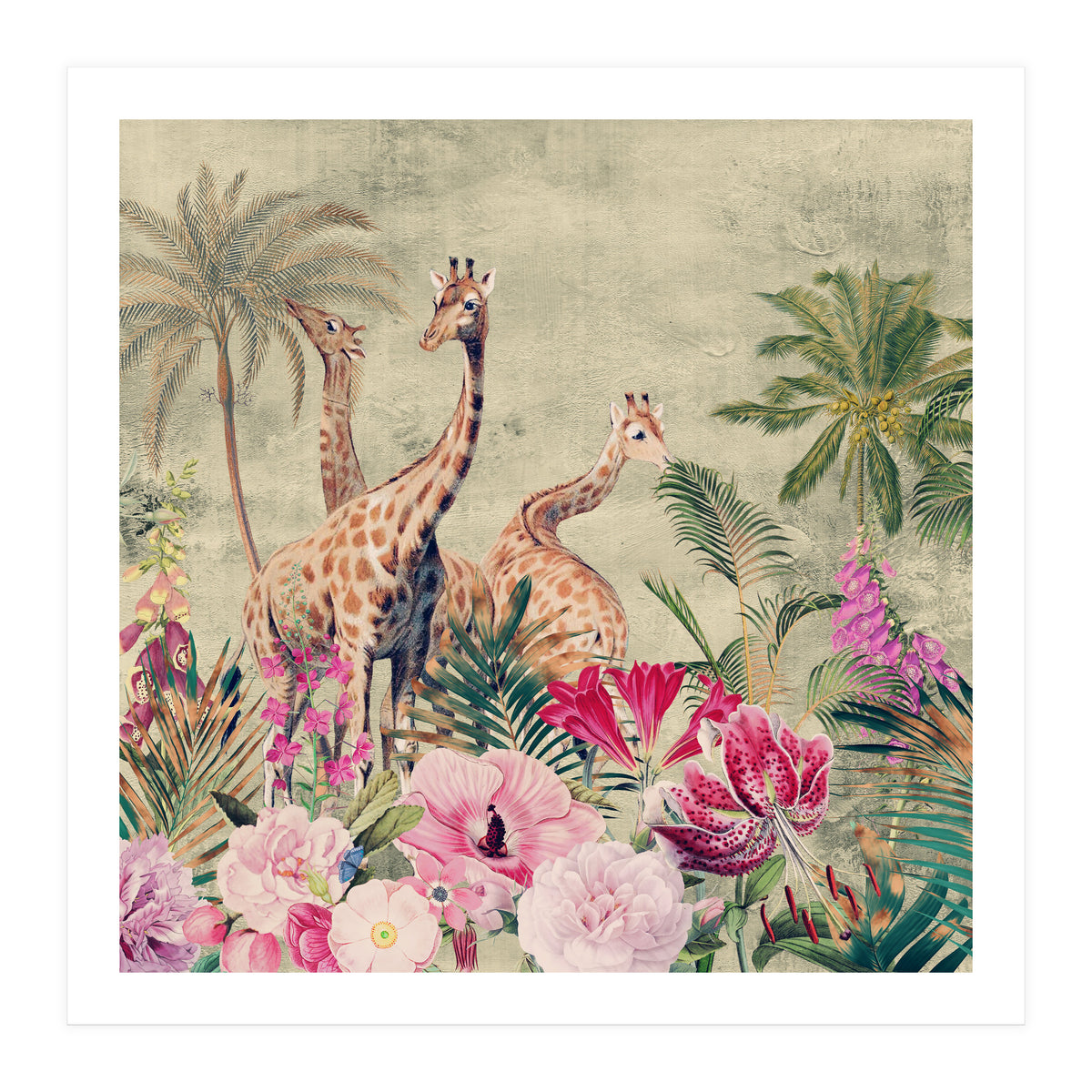 Exotic Vintage African Flower Safari  (Print Only)