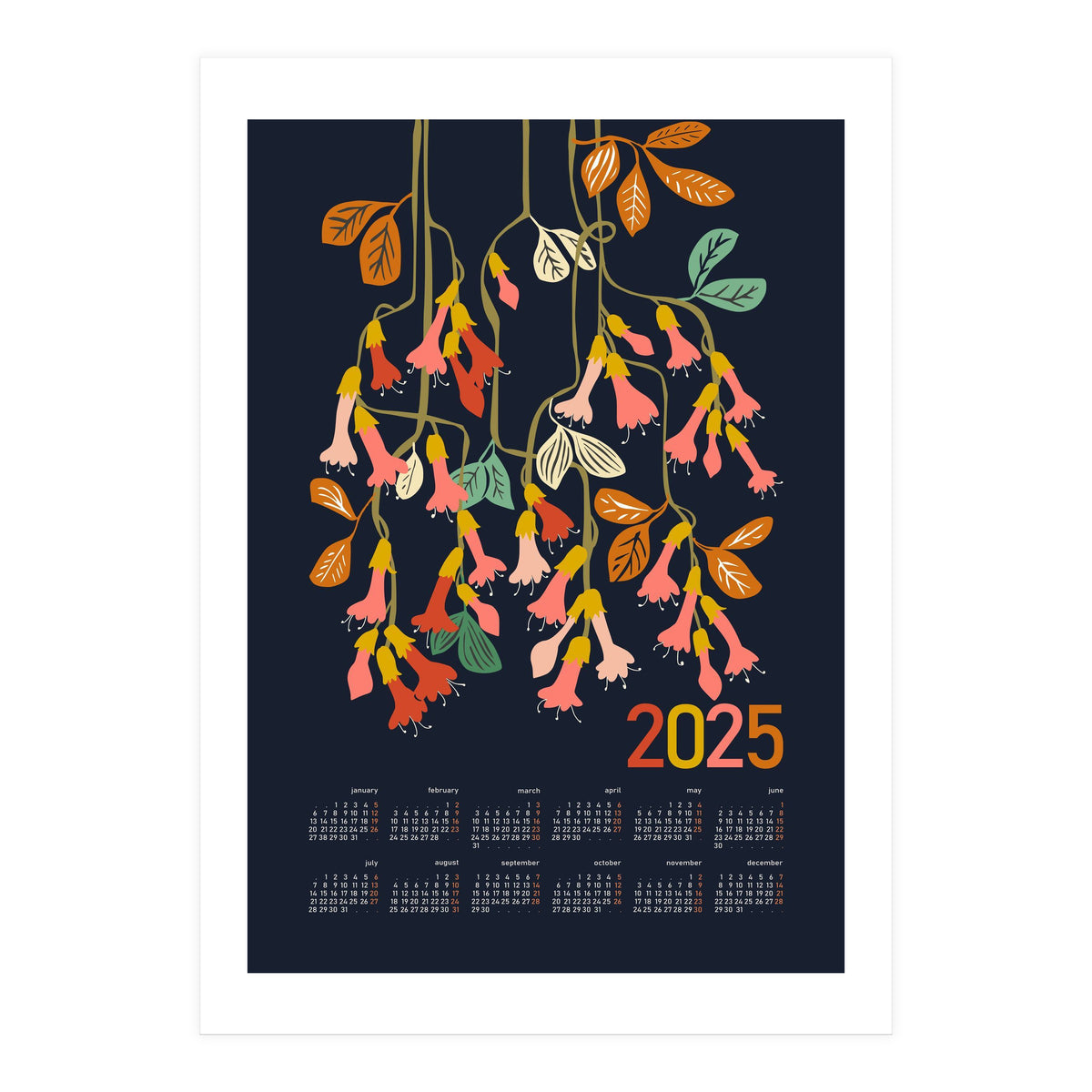 Calendar 2025 fuchsia flower (Print Only)