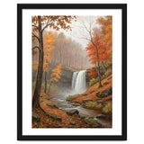 Serene Autumn Waterfall in Misty Forest thumbnail